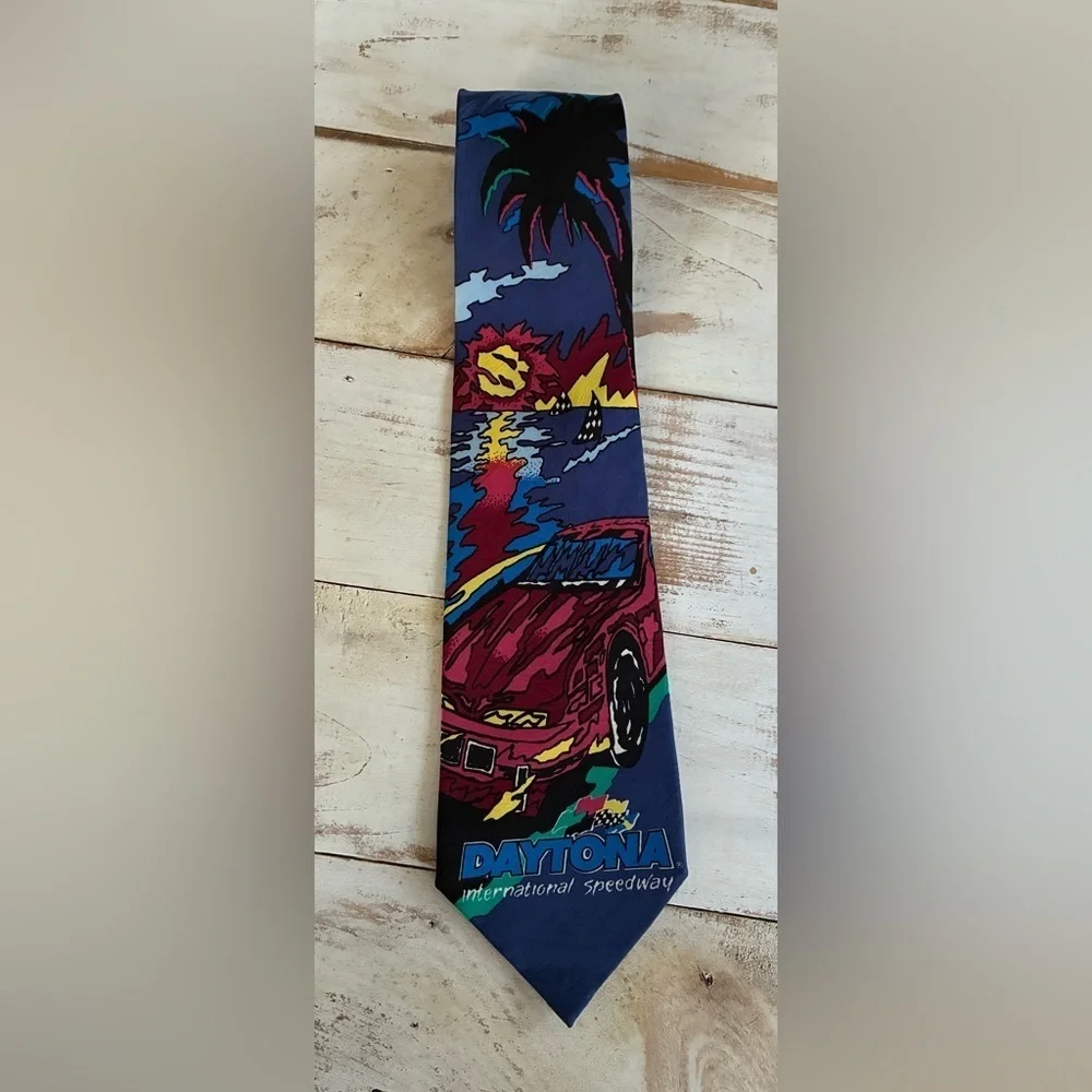 WIN LOSE or TIE Daytona International Speedway NASCAR Florida retro 80s neck tie